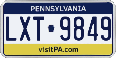 PA license plate LXT9849