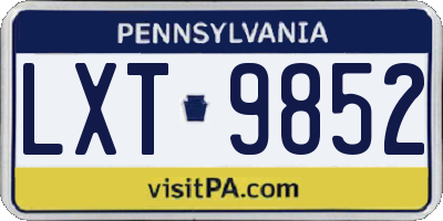 PA license plate LXT9852