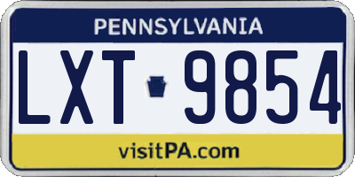 PA license plate LXT9854