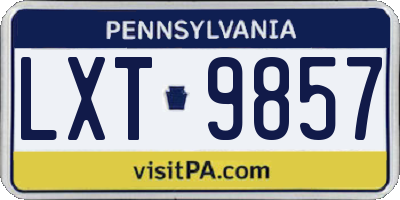 PA license plate LXT9857