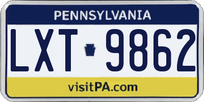 PA license plate LXT9862