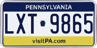 PA license plate LXT9865