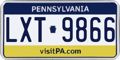 PA license plate LXT9866