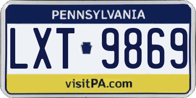 PA license plate LXT9869