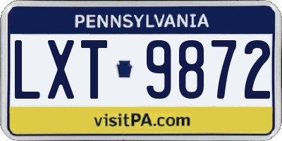 PA license plate LXT9872