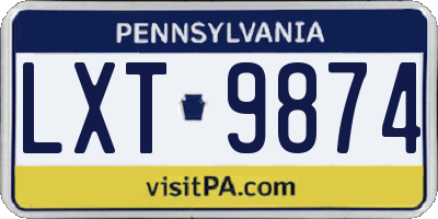 PA license plate LXT9874