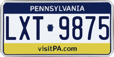 PA license plate LXT9875