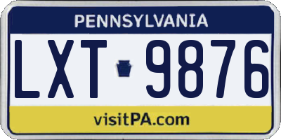 PA license plate LXT9876