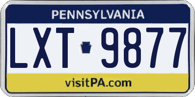 PA license plate LXT9877