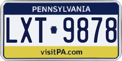 PA license plate LXT9878