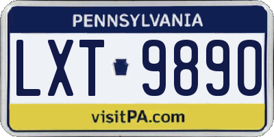 PA license plate LXT9890