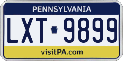 PA license plate LXT9899