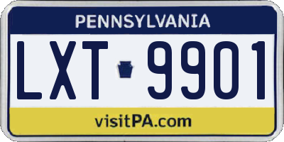 PA license plate LXT9901