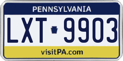 PA license plate LXT9903