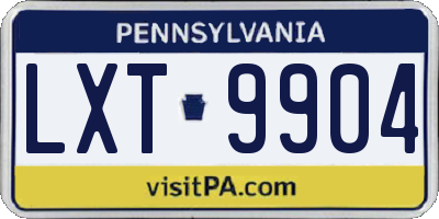 PA license plate LXT9904