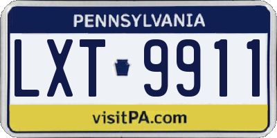 PA license plate LXT9911