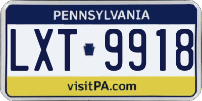 PA license plate LXT9918