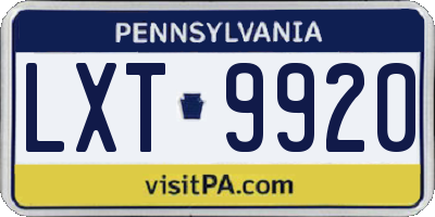 PA license plate LXT9920