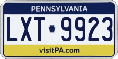 PA license plate LXT9923