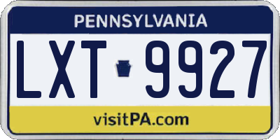 PA license plate LXT9927
