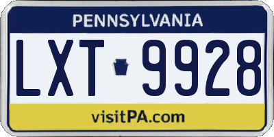 PA license plate LXT9928