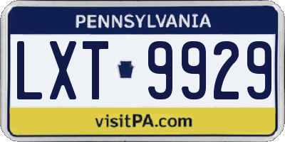 PA license plate LXT9929