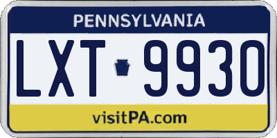 PA license plate LXT9930