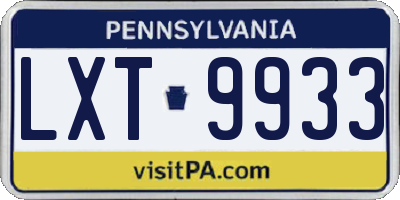 PA license plate LXT9933