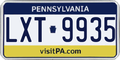 PA license plate LXT9935