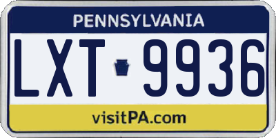 PA license plate LXT9936