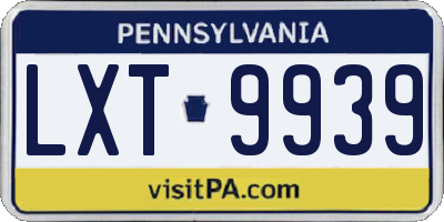 PA license plate LXT9939