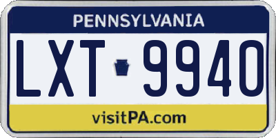 PA license plate LXT9940
