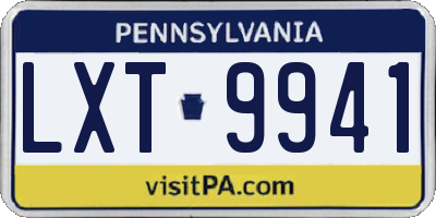 PA license plate LXT9941