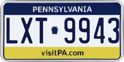 PA license plate LXT9943