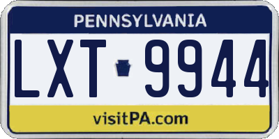PA license plate LXT9944