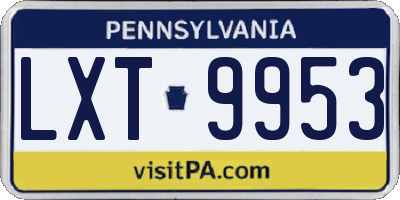 PA license plate LXT9953