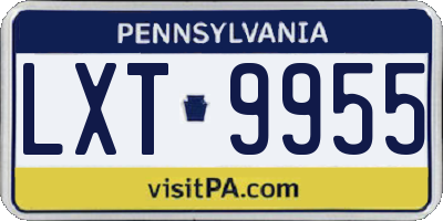 PA license plate LXT9955