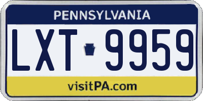 PA license plate LXT9959