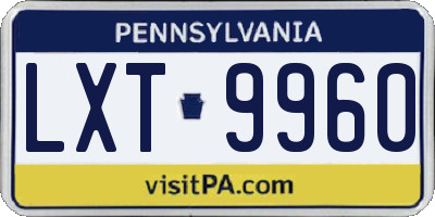 PA license plate LXT9960