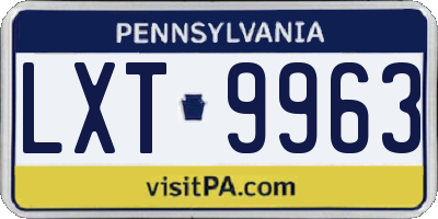 PA license plate LXT9963