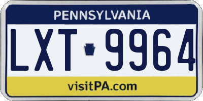 PA license plate LXT9964