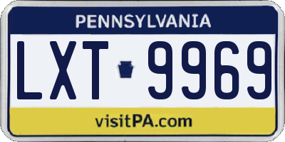 PA license plate LXT9969