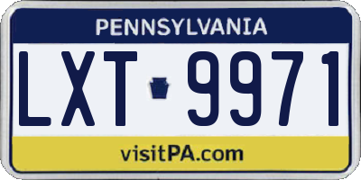 PA license plate LXT9971