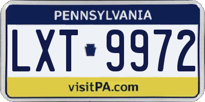 PA license plate LXT9972