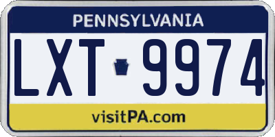 PA license plate LXT9974