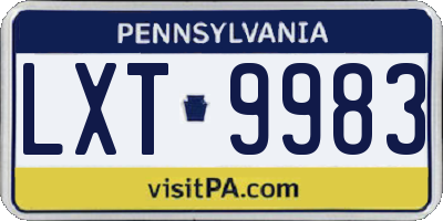 PA license plate LXT9983