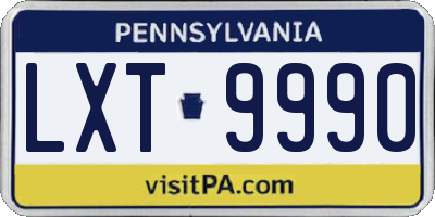 PA license plate LXT9990