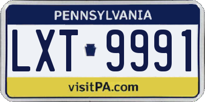 PA license plate LXT9991