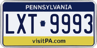 PA license plate LXT9993