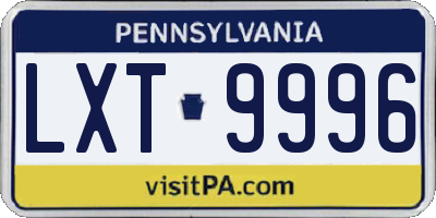 PA license plate LXT9996